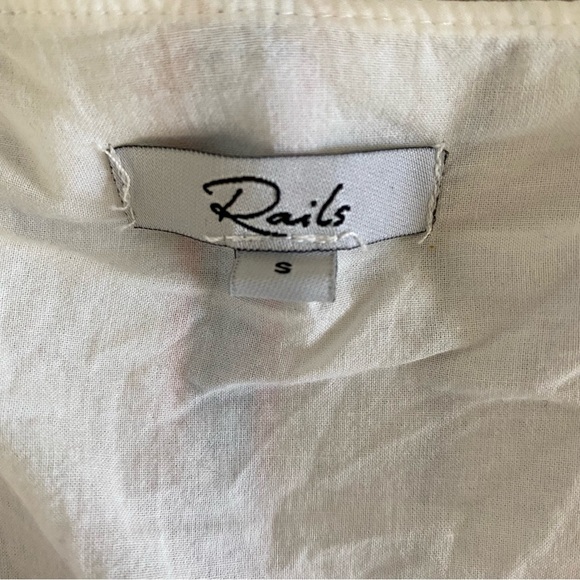 Rails Sandy Dress Tahiti Stripe Small Linen Blend Tiered Ruffle Coastal Travel - Picture 12 of 15